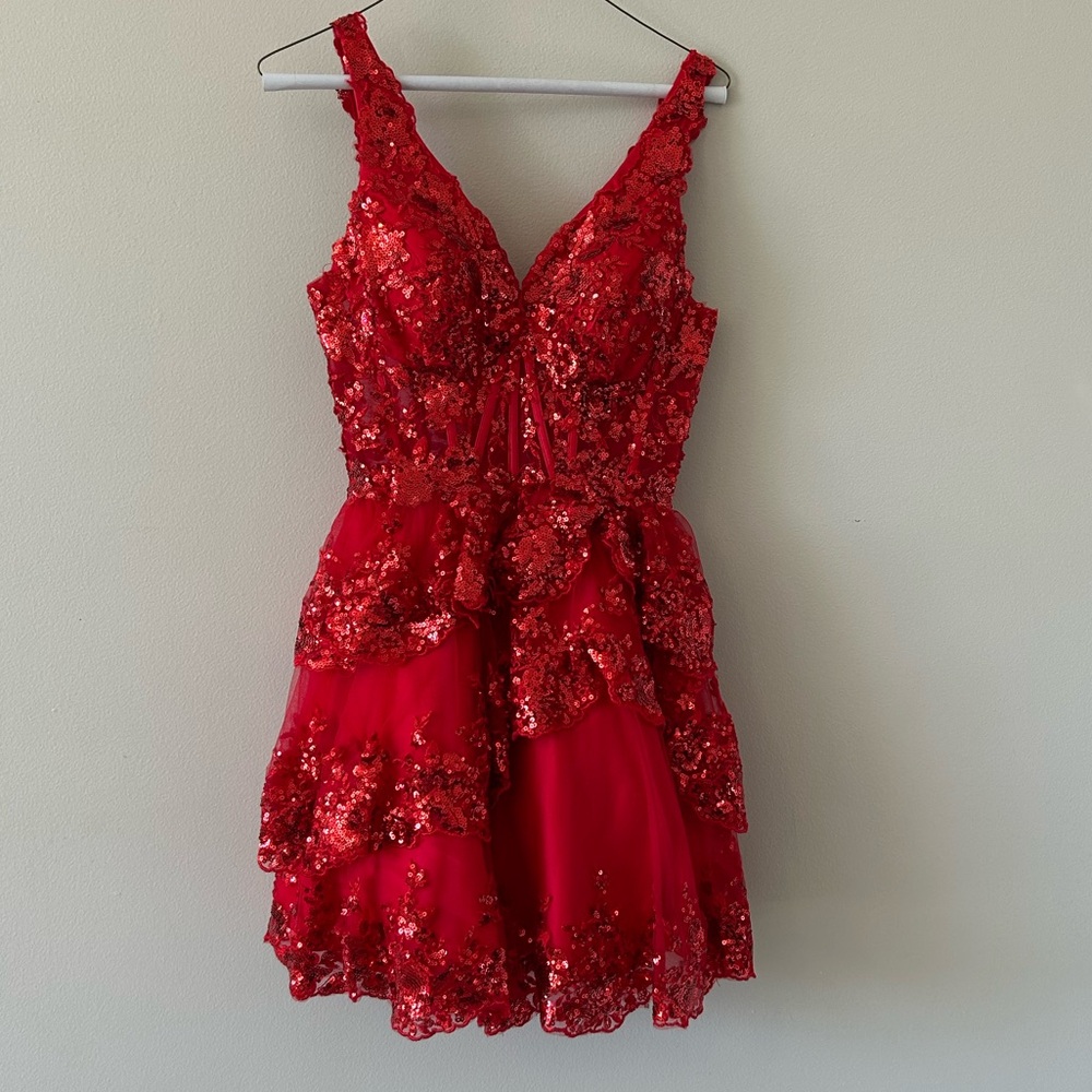 Clelia’s Red Sequin Mini Dress